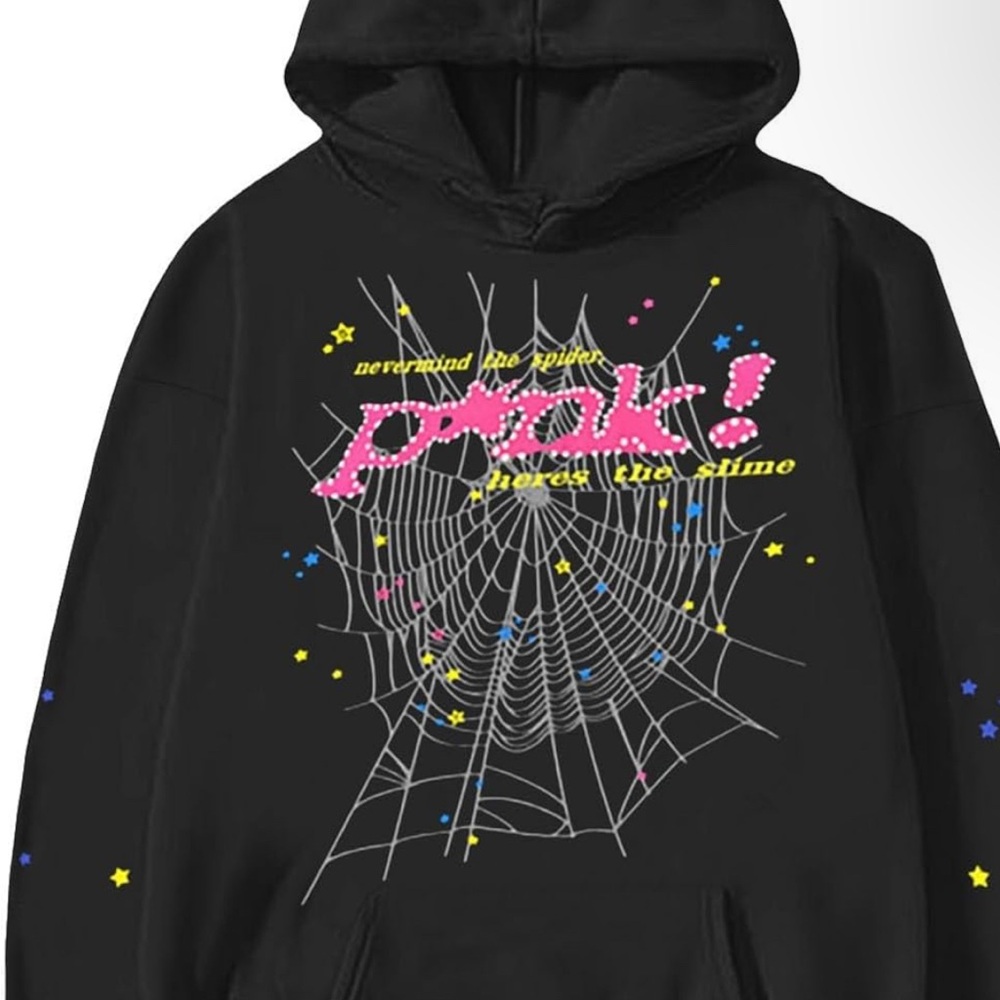 Black Hoodie with Pink Graphic